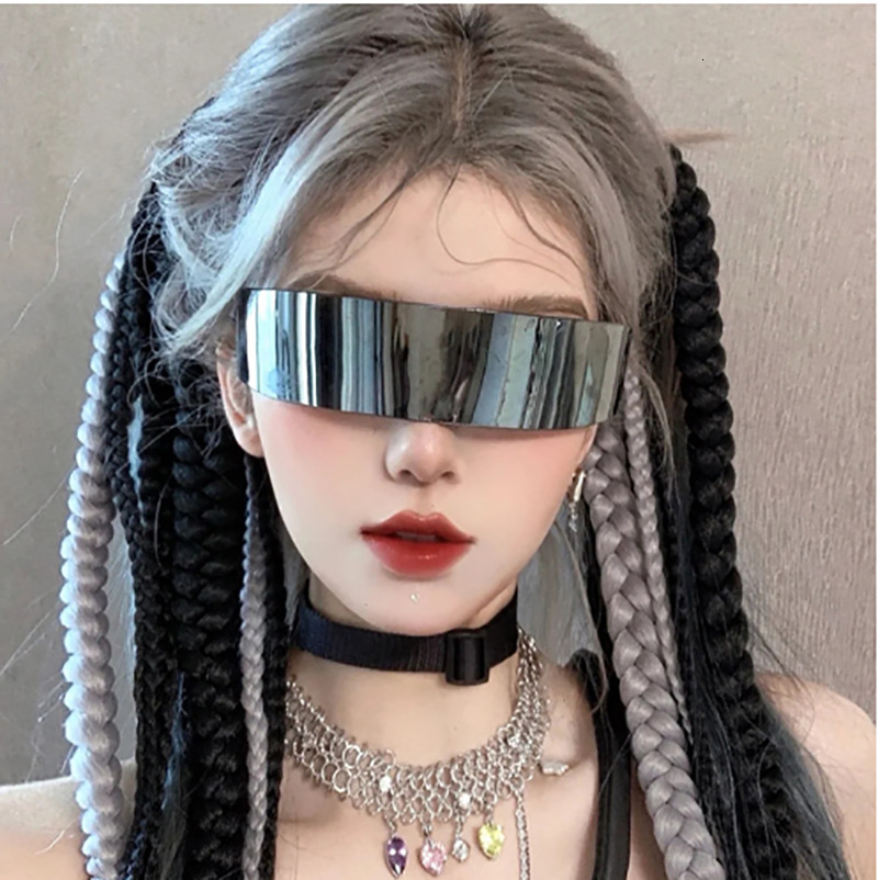 Luxury Designer sunglasses Cyberpunk Holographic Monolithic Sunglasses UV400 Polarized with Neon Disco Accents Influencer Trending Statement Eyewear