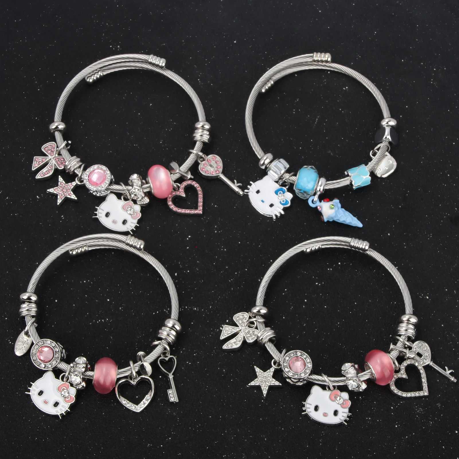 Sanrio Anime Sanrio Hello Kitty Bracelet Kuromi Melody Kawaii Pink Girl Lolita Gothic Style Pendant Accessories Womens Jewelry Gift w250716