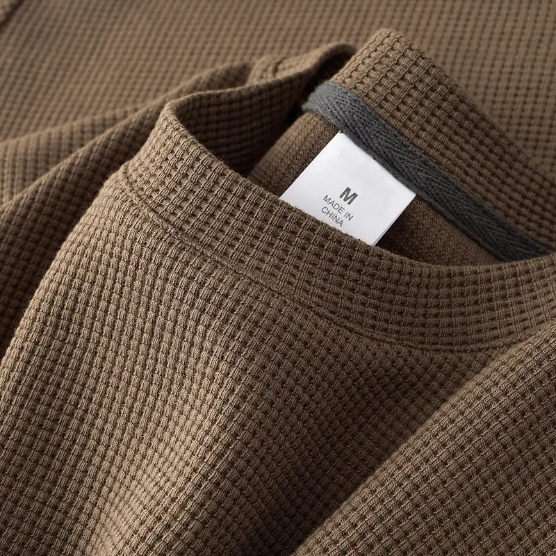 Mens Summer Waffle Round Neck Short Sleeve TShirt Comfortable Breathable ShortSleeved Top for Casual Wear 250616