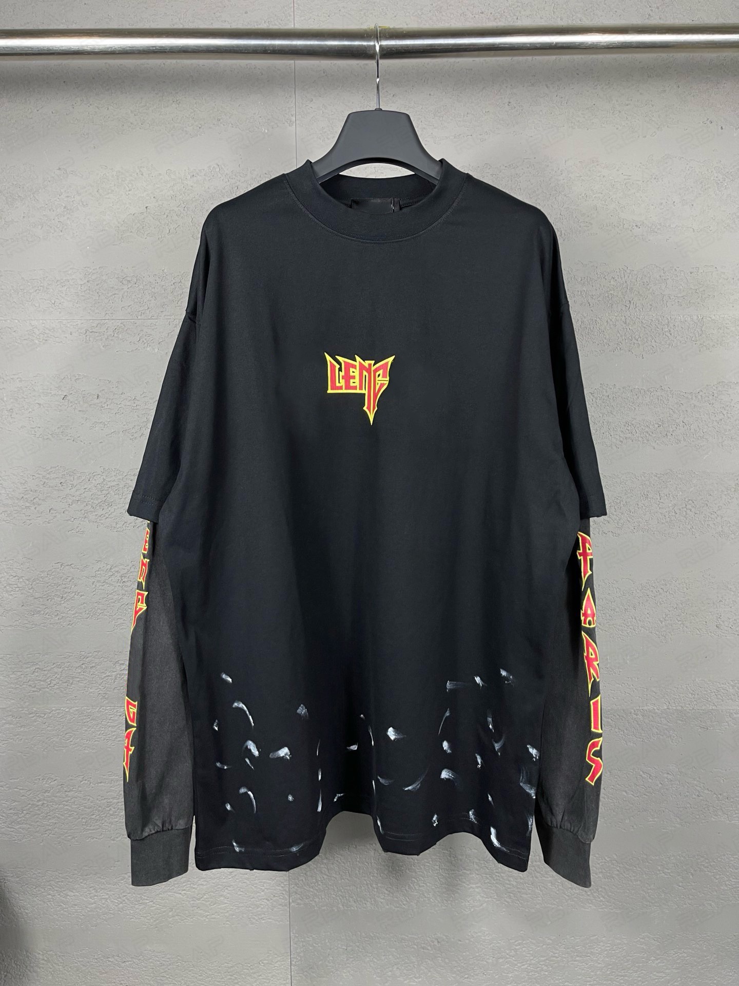 ba leniagaa Long sleeves shirts mens shirts Unisex Streetwear Essential | Oversized Fit with Subtle Spray Paint Effects