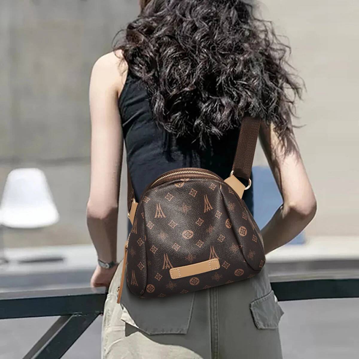 DHGM LAORENTOU PVC Shell Women Crossbody 2025 Fashion Large Casual Girl's Shoulder Purse Travel Bag Gift for Wife,Grilfriend