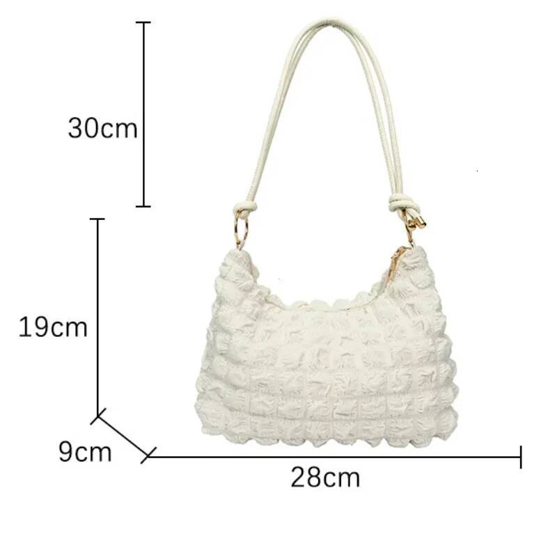 DHGM Canvas Wrinkle for Women Shoulder Bags Pleated Bubbles Handbags Padded Casual Underarm Quilted Tote Cloud Bag Purse
