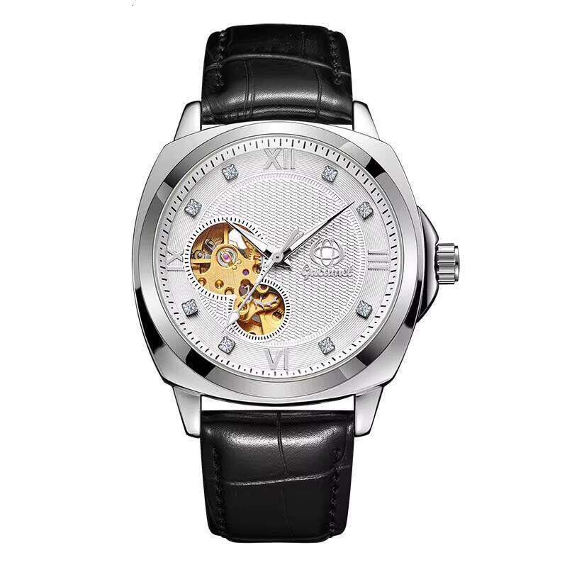 DHgadgets Amel Mechanical Skeleton Automatic Phase Men's Business Waterproof Moon Watch