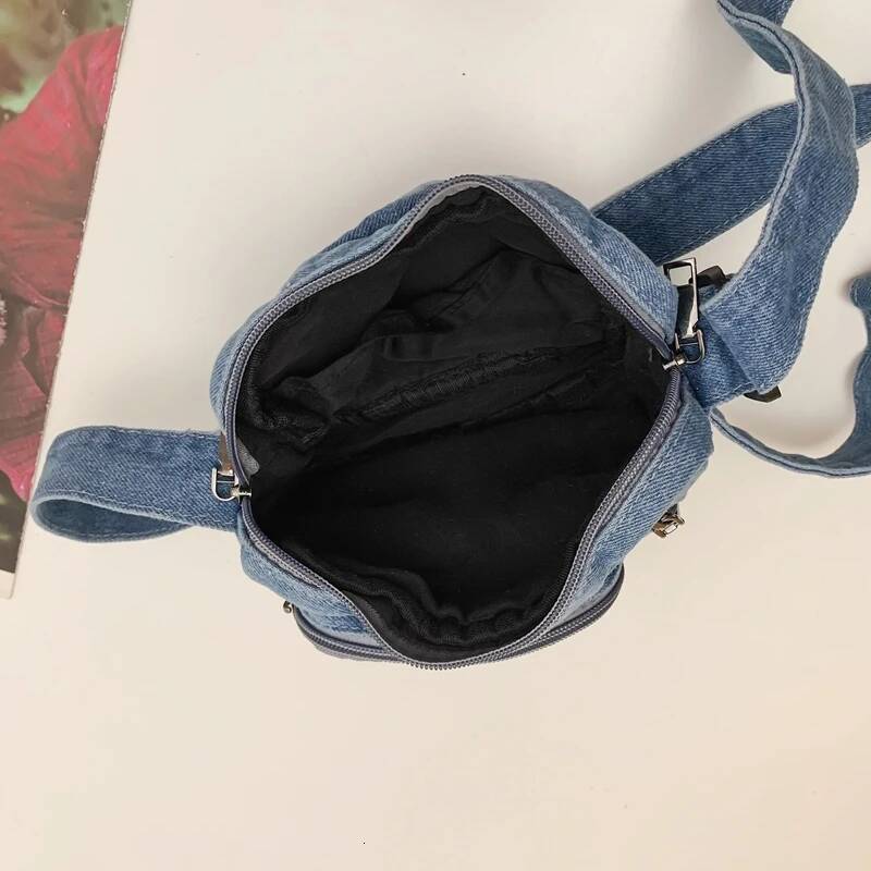 DHGM Classic Denim Multi Pocket Casual Small With Adjustable Shoulder Straps Zero Wallet Solid Color Fun Crossbody Bag