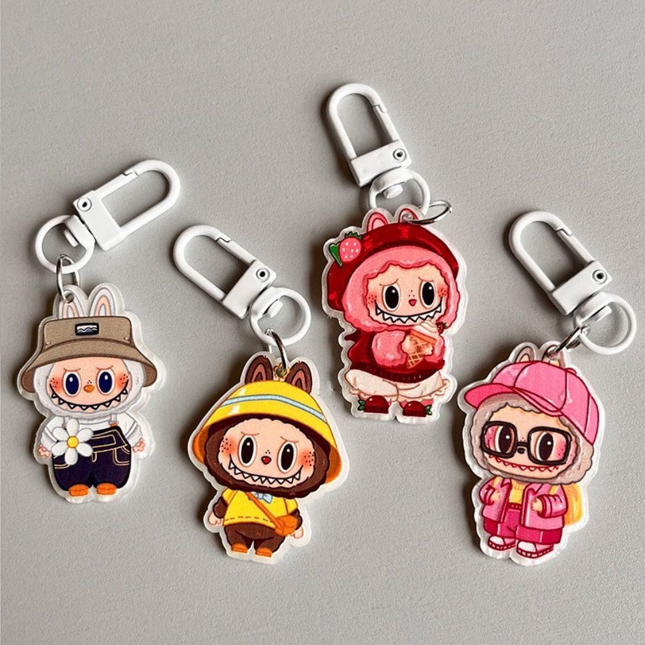 Labubu Pendant Keychain Lanyards Cute Charm for Girls Fashion Keychain 4x5.8cm