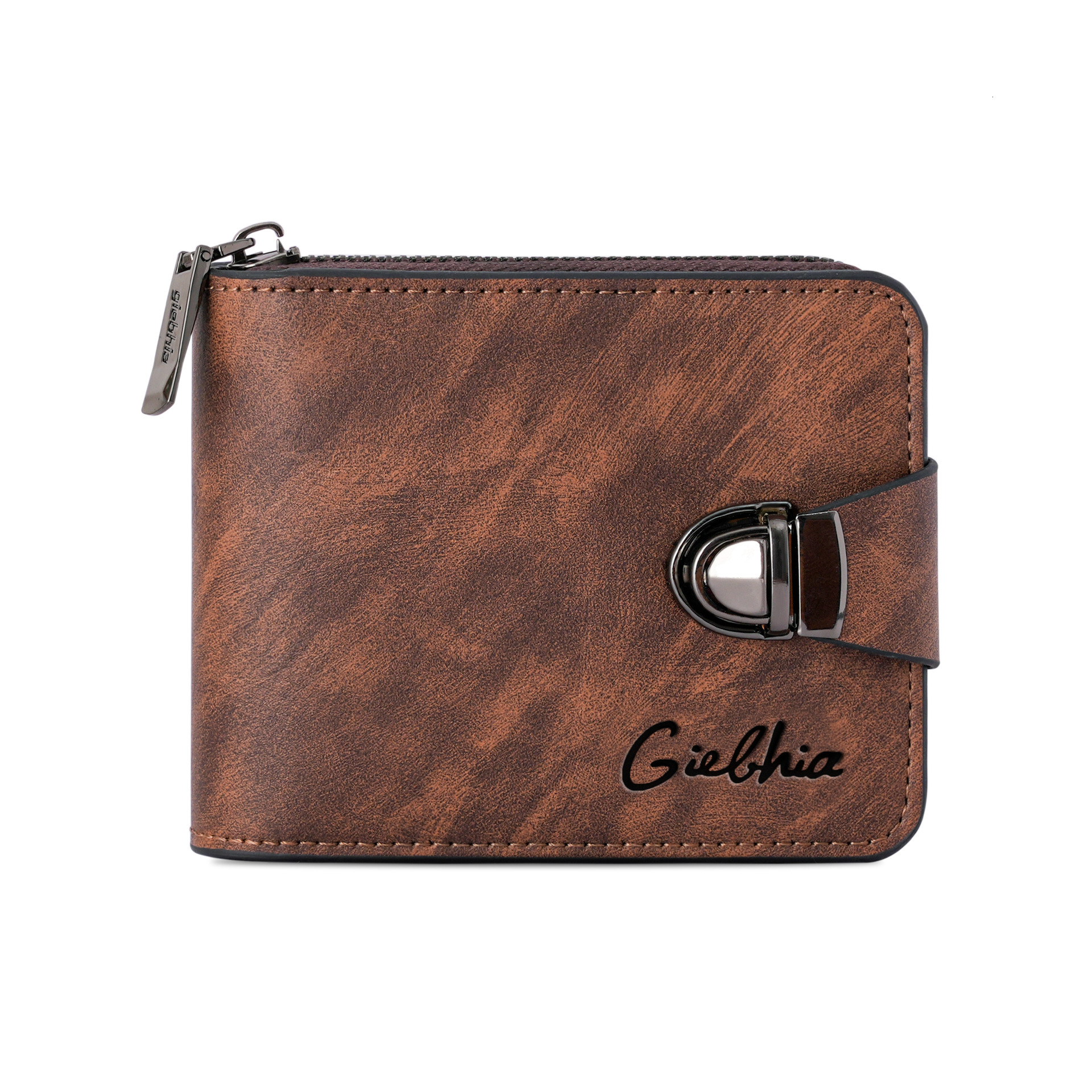 Free Shipping New Designer Men's Wallet Short Zipper Bag Large Capacity Luxury Multi-card Slot Small Clutch Business Retro Coin Purse Card Holder
