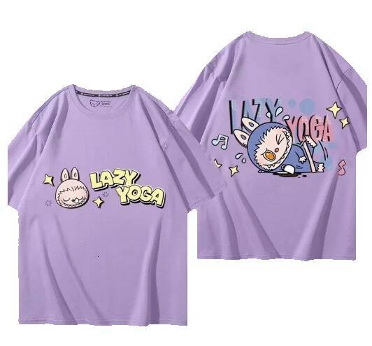 Dongdumaoyi Labubu Peripheral Short Sleeved Men And Women 2024 New Summer Pure Cotton Cute Versatile Casual T-Shirt Clothes Jackets