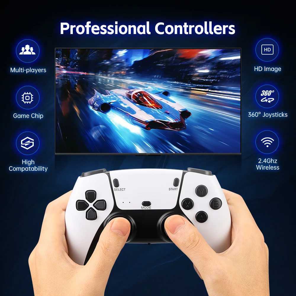 M15 Game Stick Video Game Console 4K Mini Retro Built-in 20000 Games Wireless Controller Gamepads Video Game port 2 Players B250620