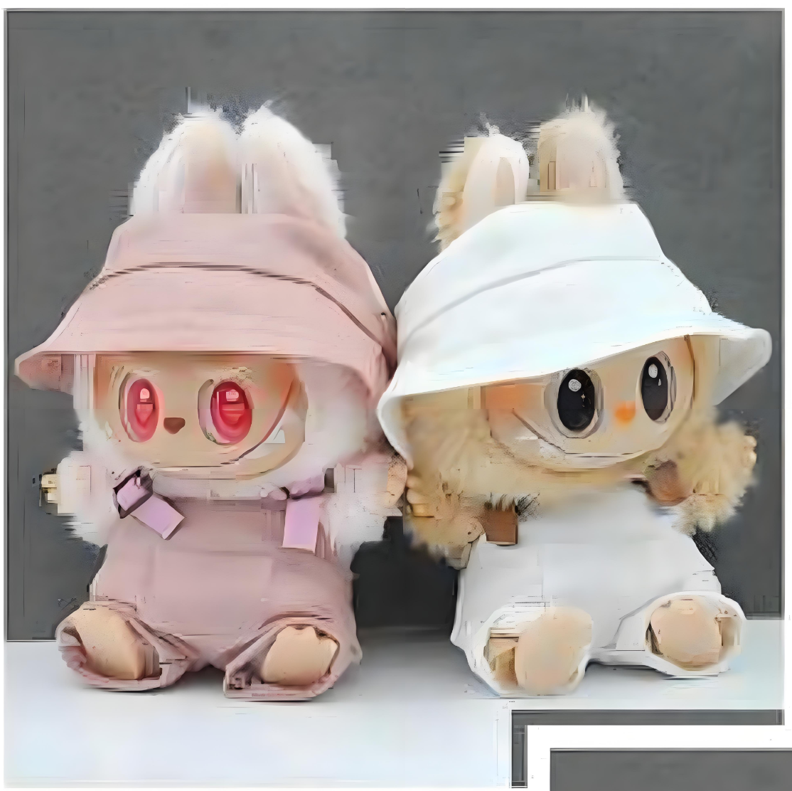 Clothing Doll 17Cm Apparel Labubu Figurine Suitable Clothes Trendy Cute Printed Graffiti Hoodie Cardigan Fisherman Hat Strap Pants Christmas Cap