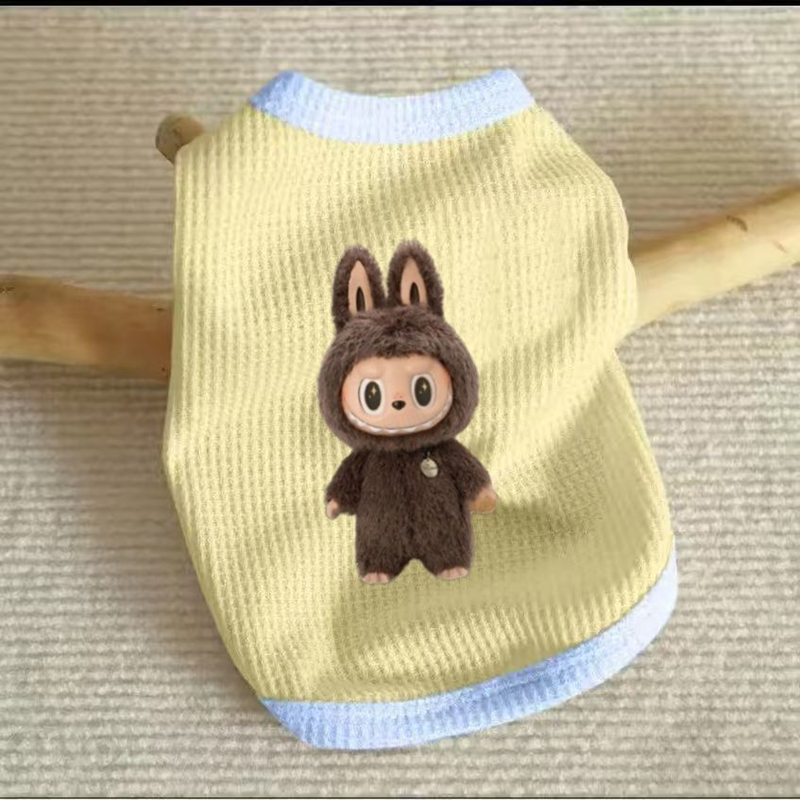 free shipping Designer Dog Labubu Pet Clothes Small and Cats, Spring Summer Puppy Vests, Breathable Waffle Dogs T Shirts for Pomeranian, Bichon, Anti 