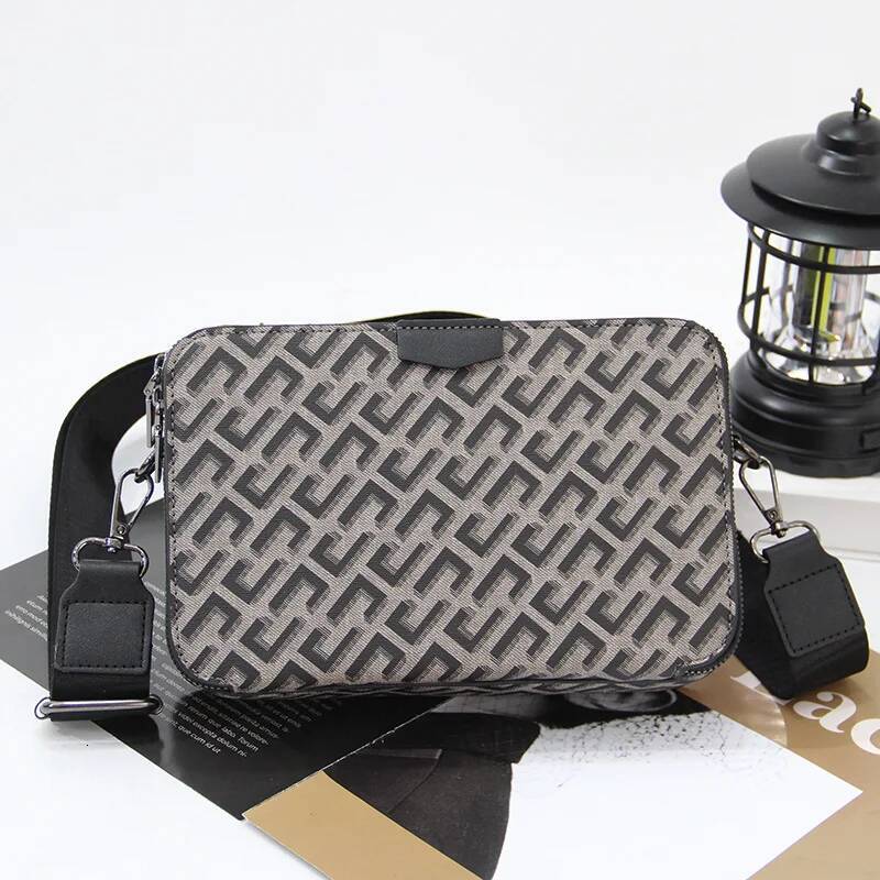 DHSM New Style Men's Crossbody Fashion Plaid Square Brand Design Crossbdoy Bags Male Shoulder Bag Mobile Phone Handbags
