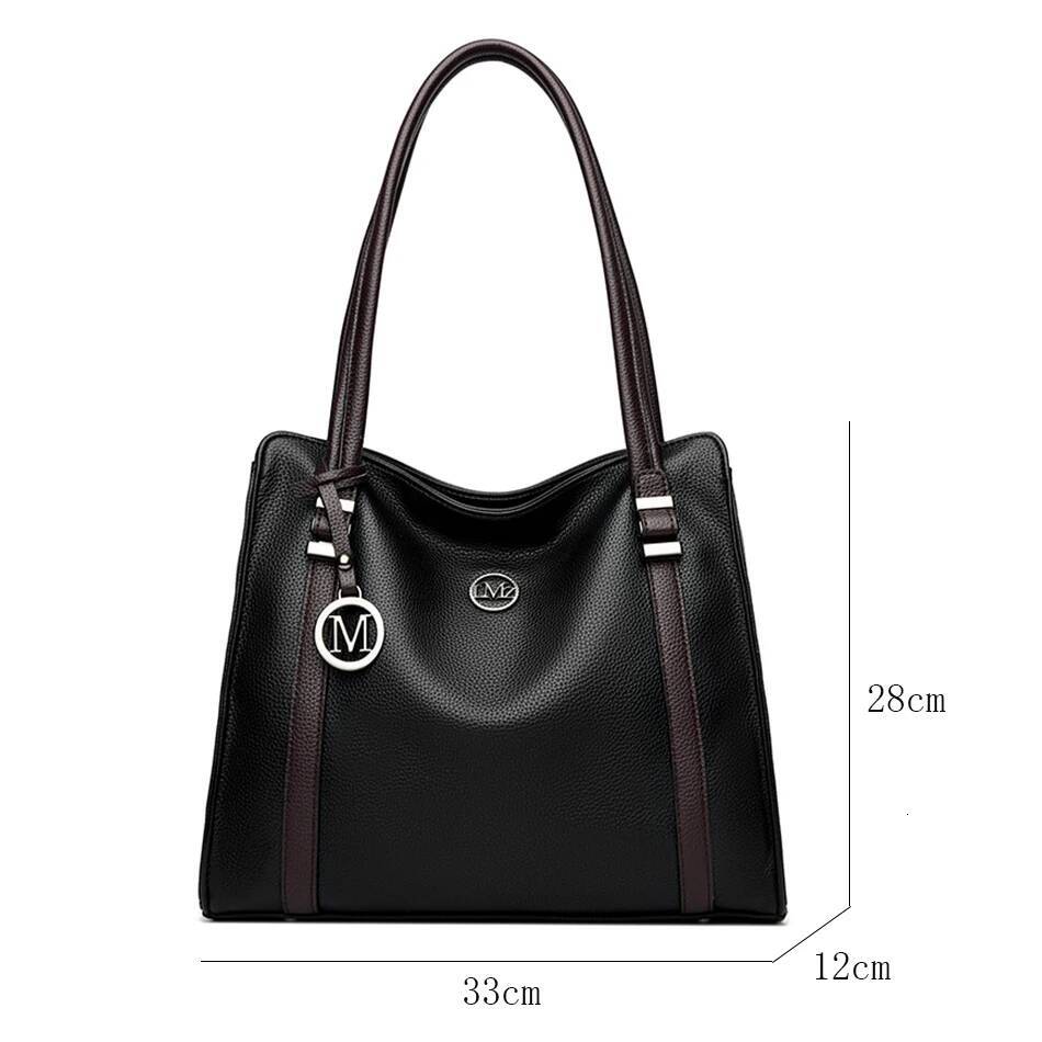DHSM Soft Leather Handbags Women Designer Shoulder Ladies Large Capacity Top-Handle Bags Shopping Tote Bag Sac A Main