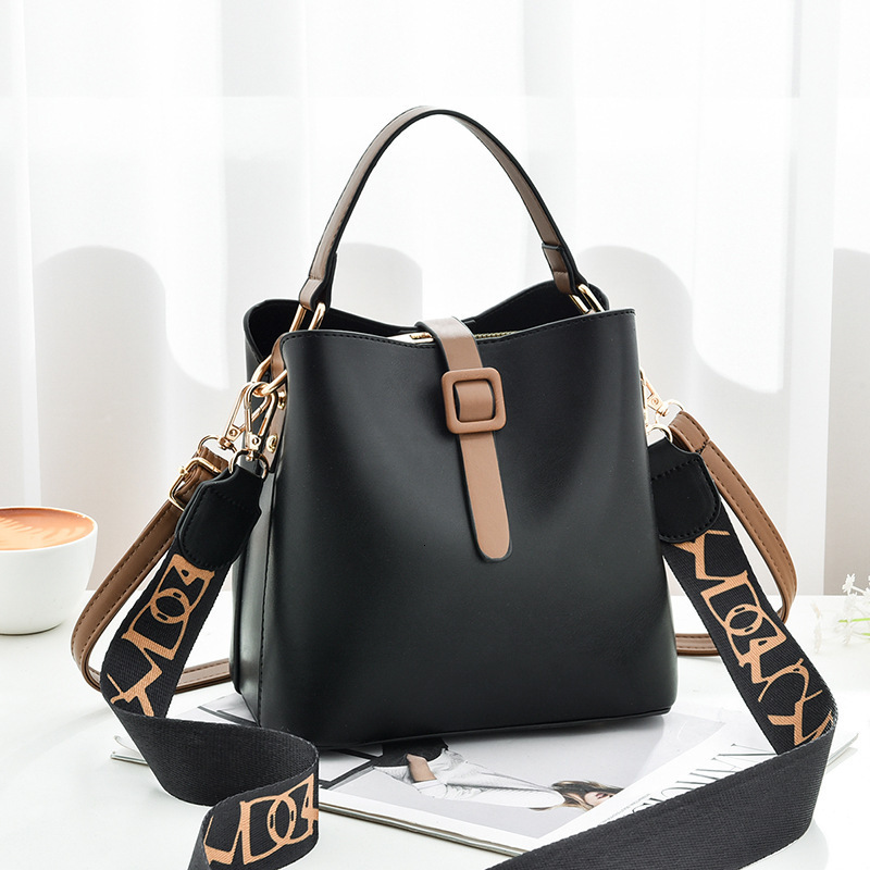 Free Shipping 2025 New Designer Bag High-end Wide Shoulder Strap Solid Color Women's Bucket Bag Large Capacity High-quality Shopping Bag Trendy H