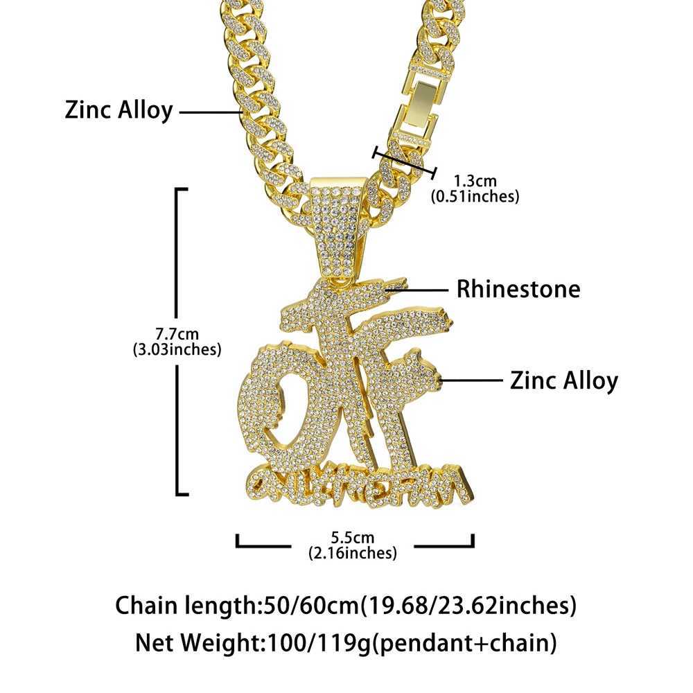 Hip Hop Fashion English Letter OTF Pendant Cuban Chain Necklace Suitable For Daily Wear By Men And Women Rock Party Jewelry W250620