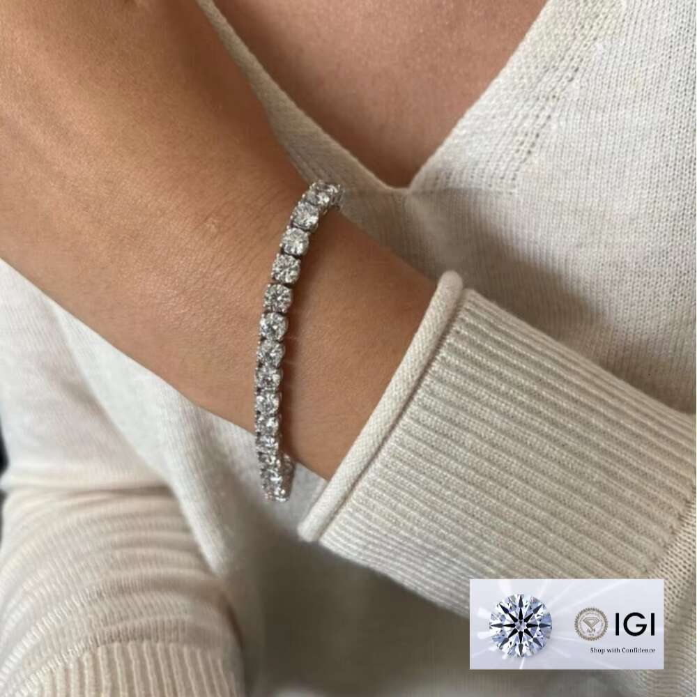 Lab Diamond Jewelry 9K Real Gold VVS D Diamond Synthetic Igi Certified Lab Grown Diamond Tennis Bracelet