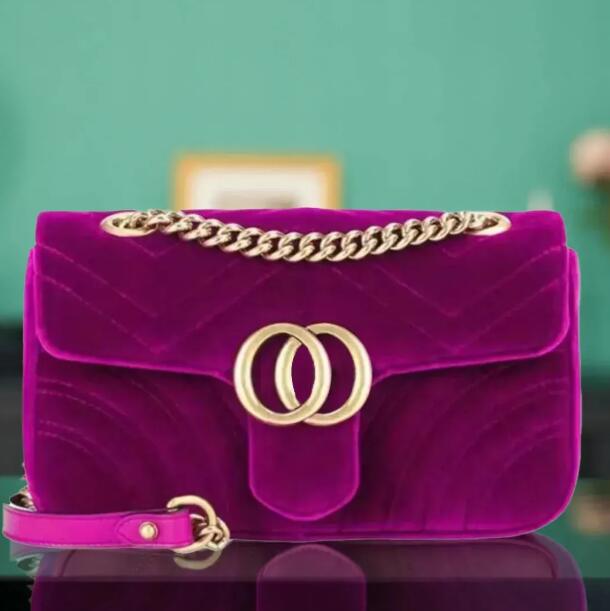 Velvet crossbody designer bag 26cm shoulder bag black golden chain bags designer women bag luxury leather purses designer woman handbag dhgate cross body handbags