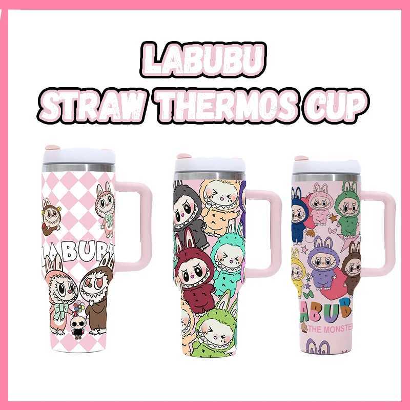 New Labubu 40Oz Stainless Steel Drum Type Tibial Drive Insulated Cup with Straw and Lid Large Capacity Car Cup for Outdoor T250620