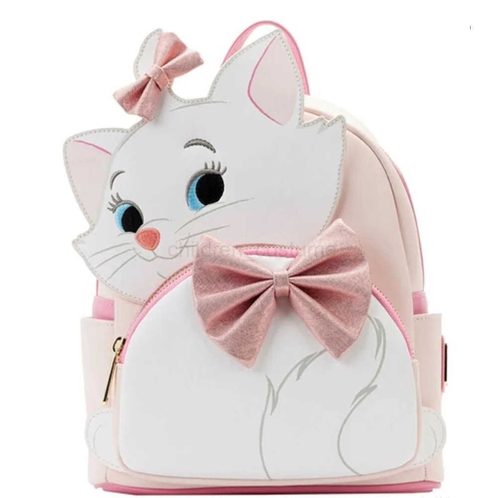 DISNEY The Aristocats Marie Floral Allover-Print Cat Pink Bow Piano Kitties Womens Double Strap Mini Backpack W250620