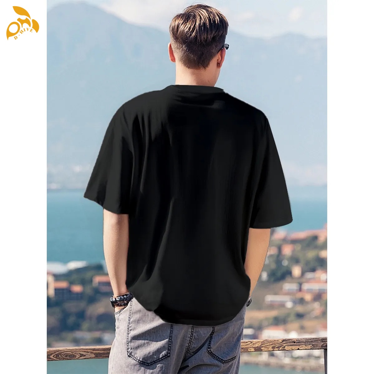 free shipping of customized American men's T-shirt 180GSM with exquisite patterns from US