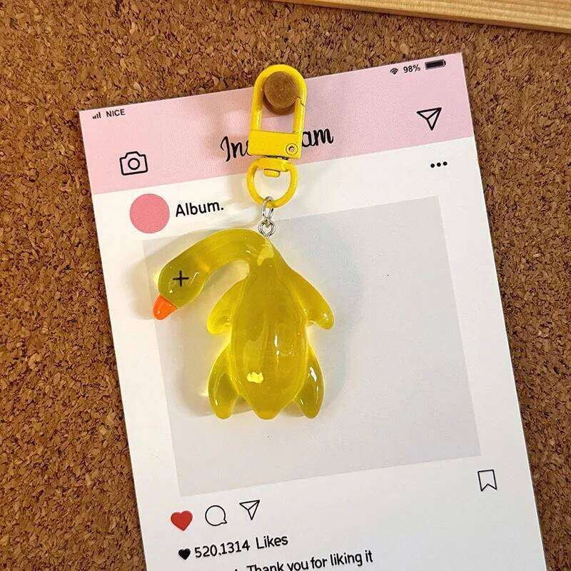 Glow In The Dark Keychain Transparent Roast Duck Bag Hanging Pendants Fluorescence Keyring Key Chain Best Friend Gifts Good quality