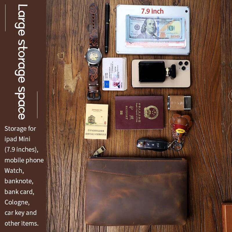 100% Genuine Leather Men's Clutch Wallet Zipper Business Daily Handbag Large Capacity Purse For Man Phone Pouth Hand Bag