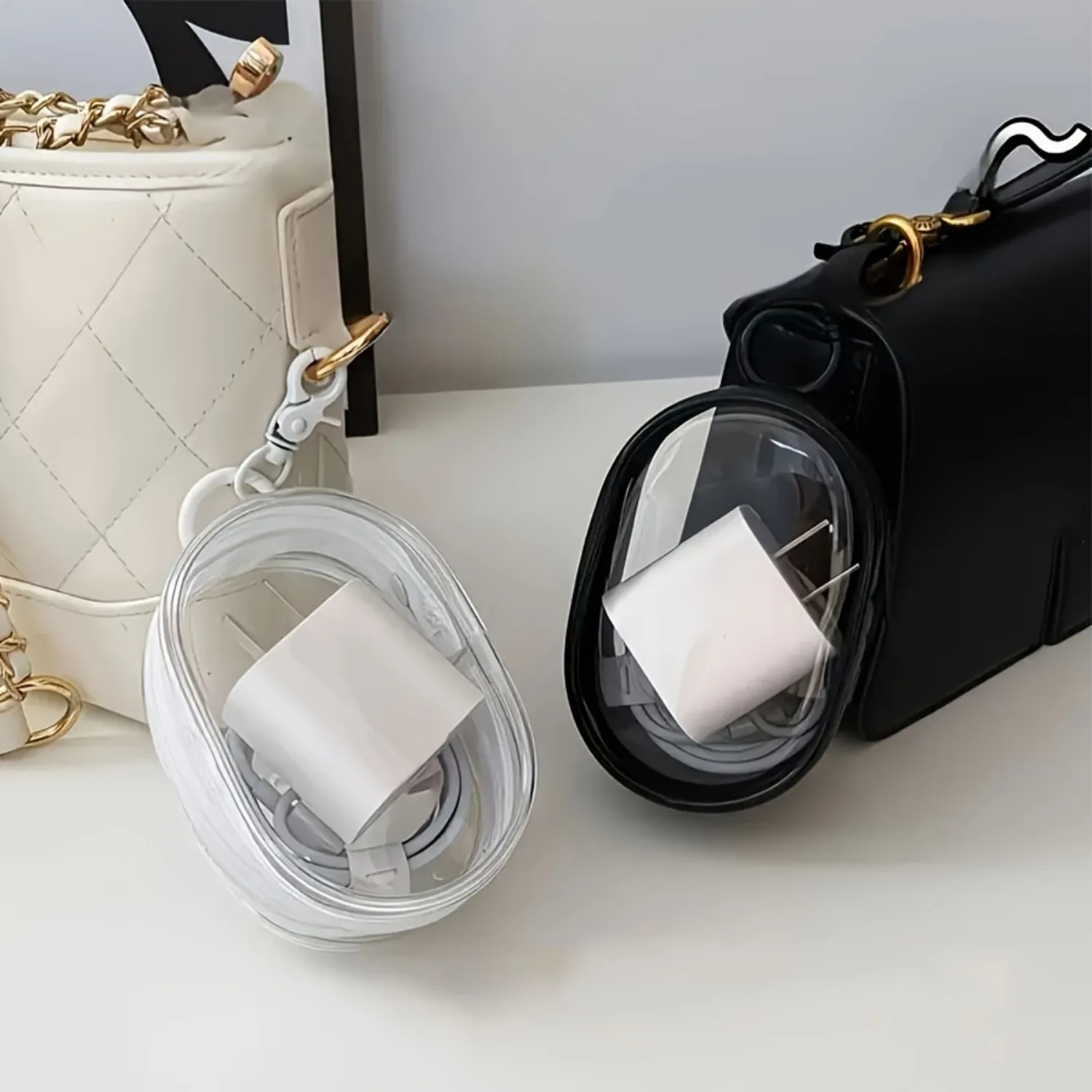 Round Black PVC Transparent Cosmetic Bags Jewelry Organizer Portable Data Cable Earphone Coin Charger Storage Pouches 250612