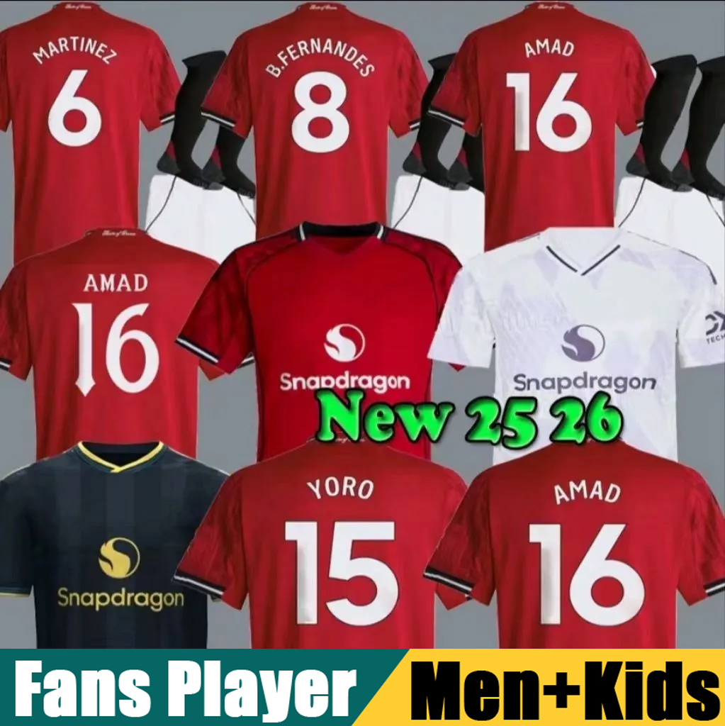 25 26 B. FERNANDES Soccer Jerseys CUNHA MARTINEZ GARNACHO 2025 2026 ZIRKZEE football shirt MAINOO men kids kits ONANA GARNACHO Fans Player Jerseys