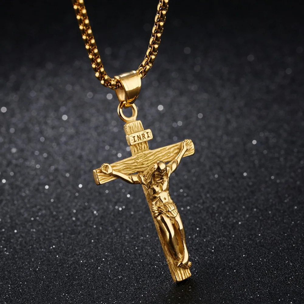 Premium Cross Necklace for Women 18k Gold Plated Trendy Pendant Chain Girls Crucifix 250610