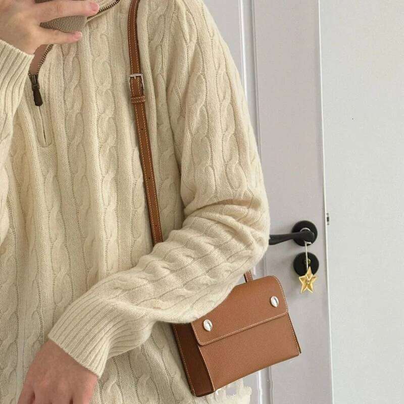 Palm Print Small Square Simple Commuter Single Shoulder Crossbody Envelope Bag Genuine Leather Handbags For Women Side Pouch