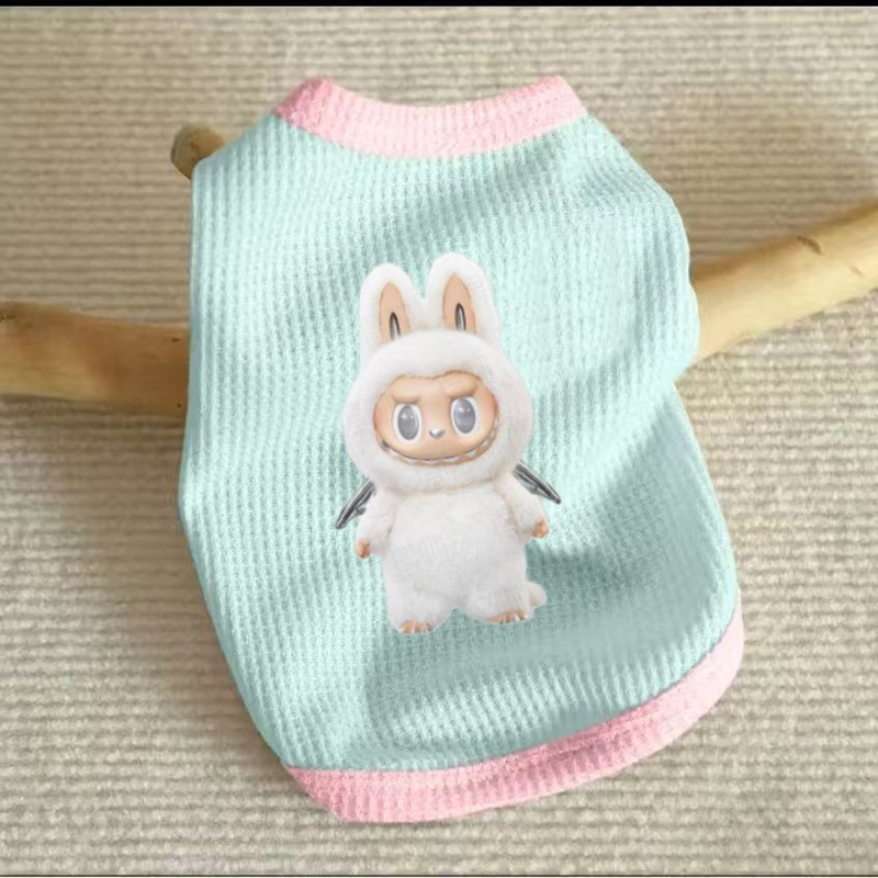 free shipping Designer Dog Labubu Pet Clothes Small and Cats, Spring Summer Puppy Vests, Breathable Waffle Dogs T Shirts for Pomeranian, Bichon, Anti 