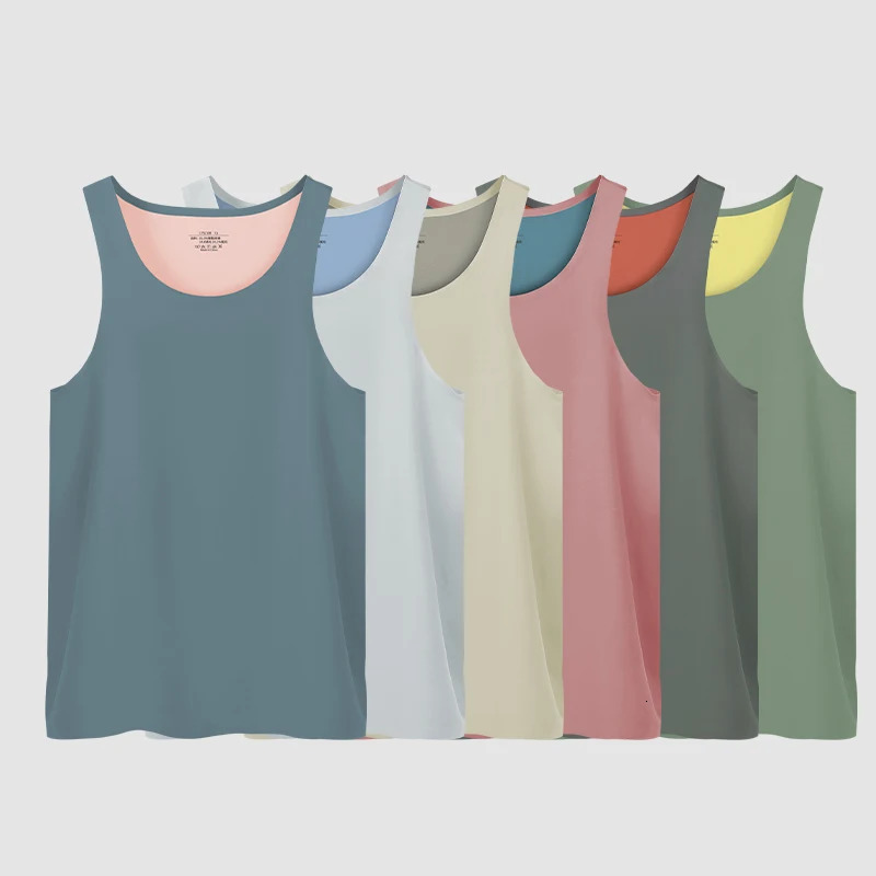 5PCS Mens nontrace vest breathable slim youth sports base hurdle I word loose summer thin halter undershirt 250609
