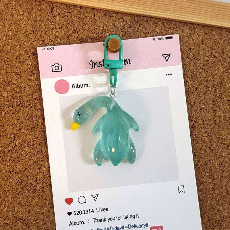 Glow In The Dark Keychain Transparent Roast Duck Bag Hanging Pendants Fluorescence Keyring Key Chain Best Friend Gifts Good quality