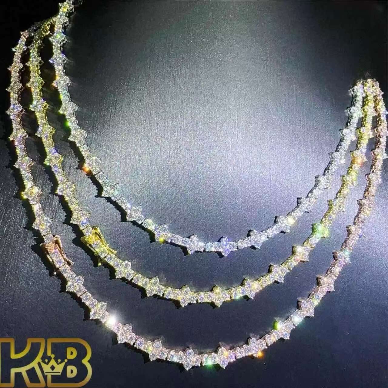 Hip Hop Style Diamond Vvs Moissanite Chain 925 Trends Fashion Iced Out Sterling Silver Tennis Necklace