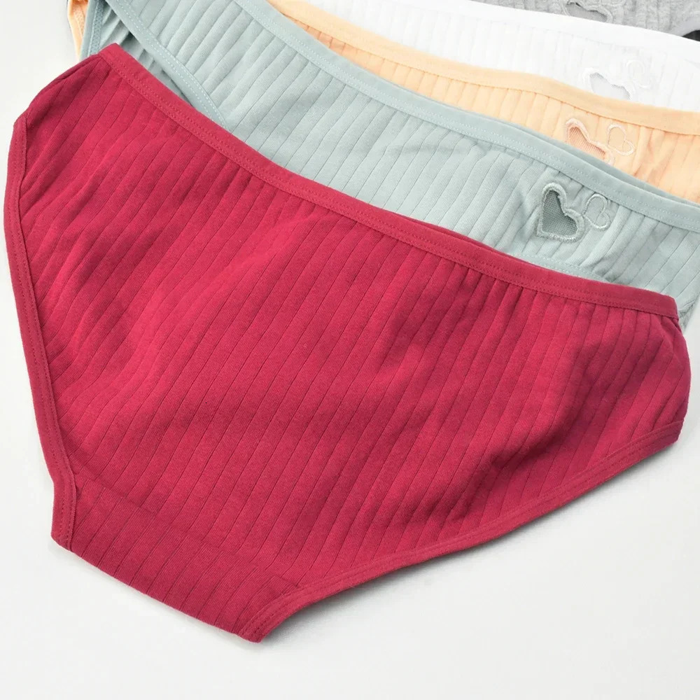3Pcs Cotton Briefs Underwear Hollow Heart Panties Woman Soft Breathable Female Intimate Lingerie Underpants 250609