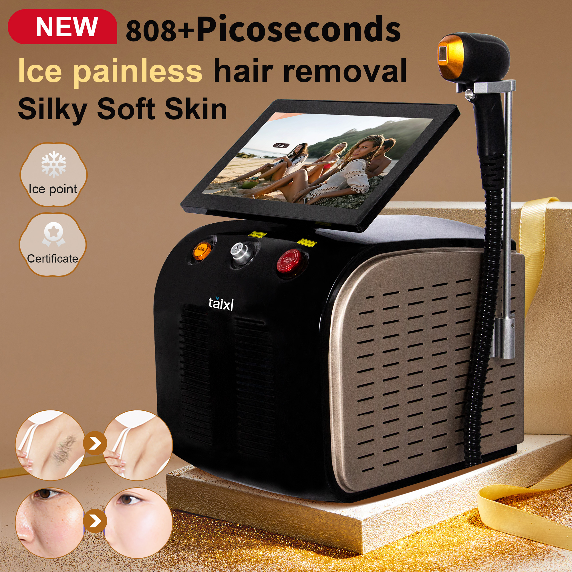 picosecond Laser multifunctional 2 in 1 3500W Switch nd yag permanent Carbon second laser diode laser hair removal machine