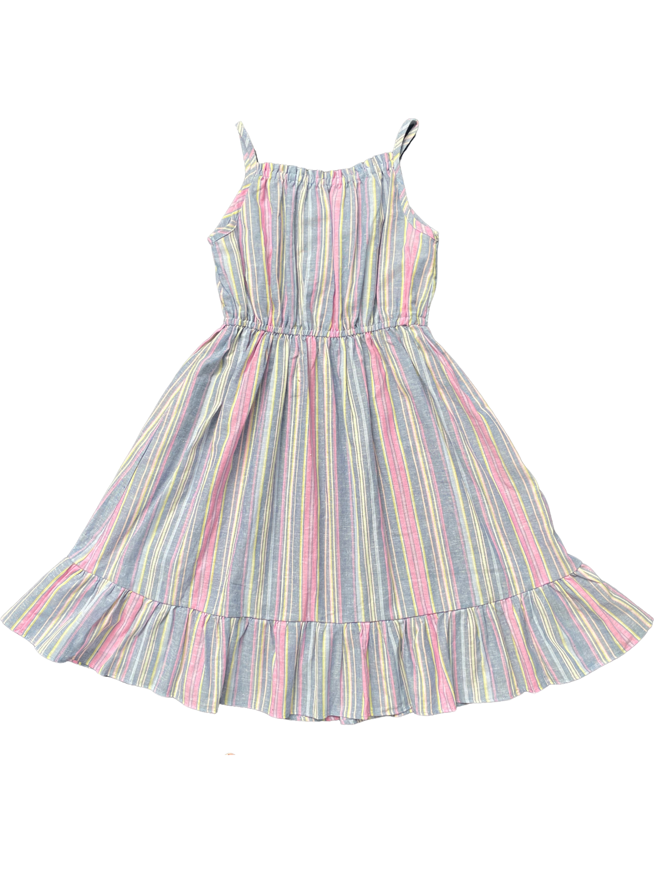 Girls' yarn dyed striped camisole dress Sweat absorbing and breathable daily dress