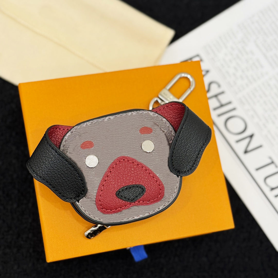 Keychains Lanyards Newest Designer Hamburg Leather Hamburger Cute Animal dog Designer Bag Charm For Women Key chains Fashion Mini Coin Purse Keyring
