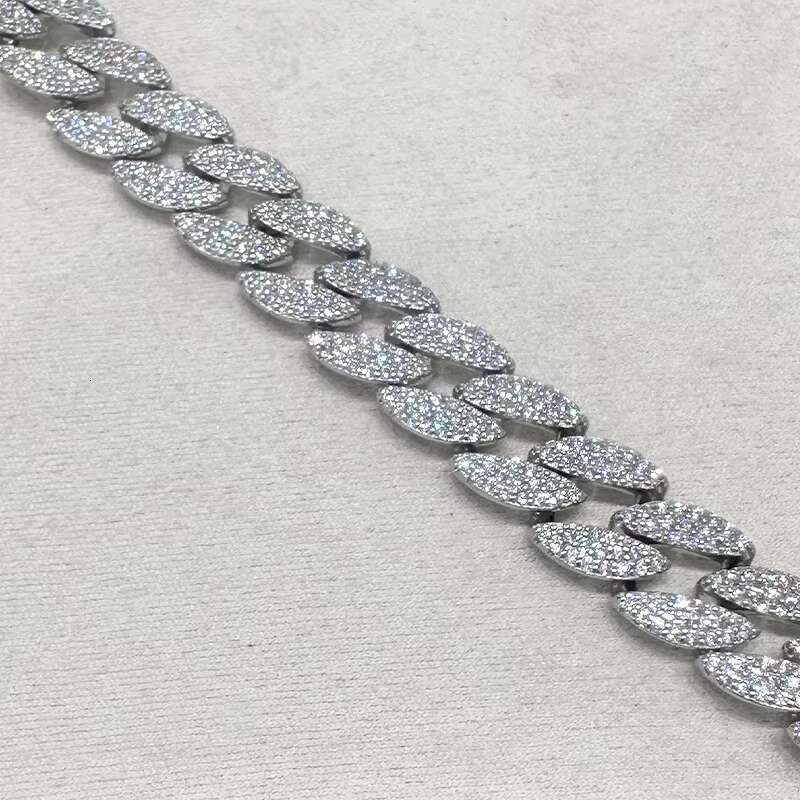 Mens Personalized 925 Silver Cuban Bracelet with Gold Zircon Hip-Hop Style Rhodium Plated