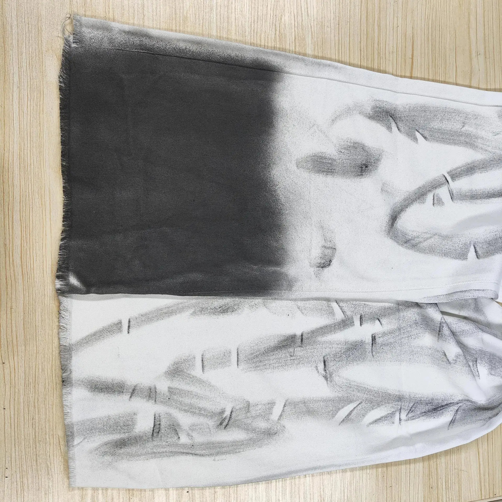 spring autumn female women girls cotton stretch streetwear Graffiti low waist wide leg jeans 250619