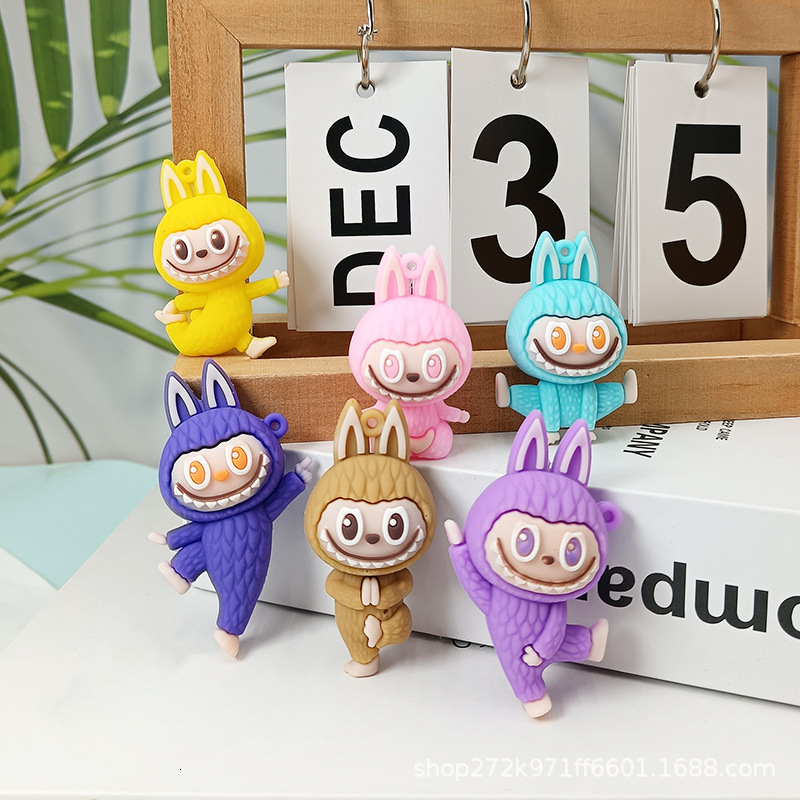 New Yoga Labubu Keychain Blind Designer Keychain Box Blind Bag 3D Plush Toy Cross-border Free Delivery Labubu Little Sheep Backpack Pendant