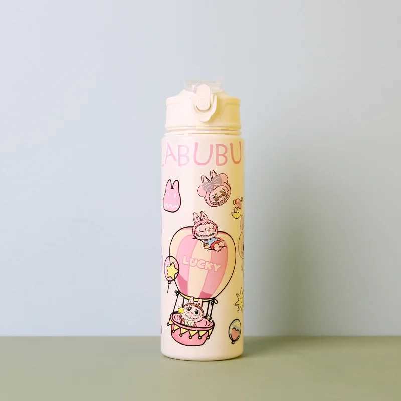 750ml Cute Cartoon Labubu Leak Proof Plastic Straw Cup Portable Outdoor Sports Water Cup Student Childrens Christmas Gift Toy T250620