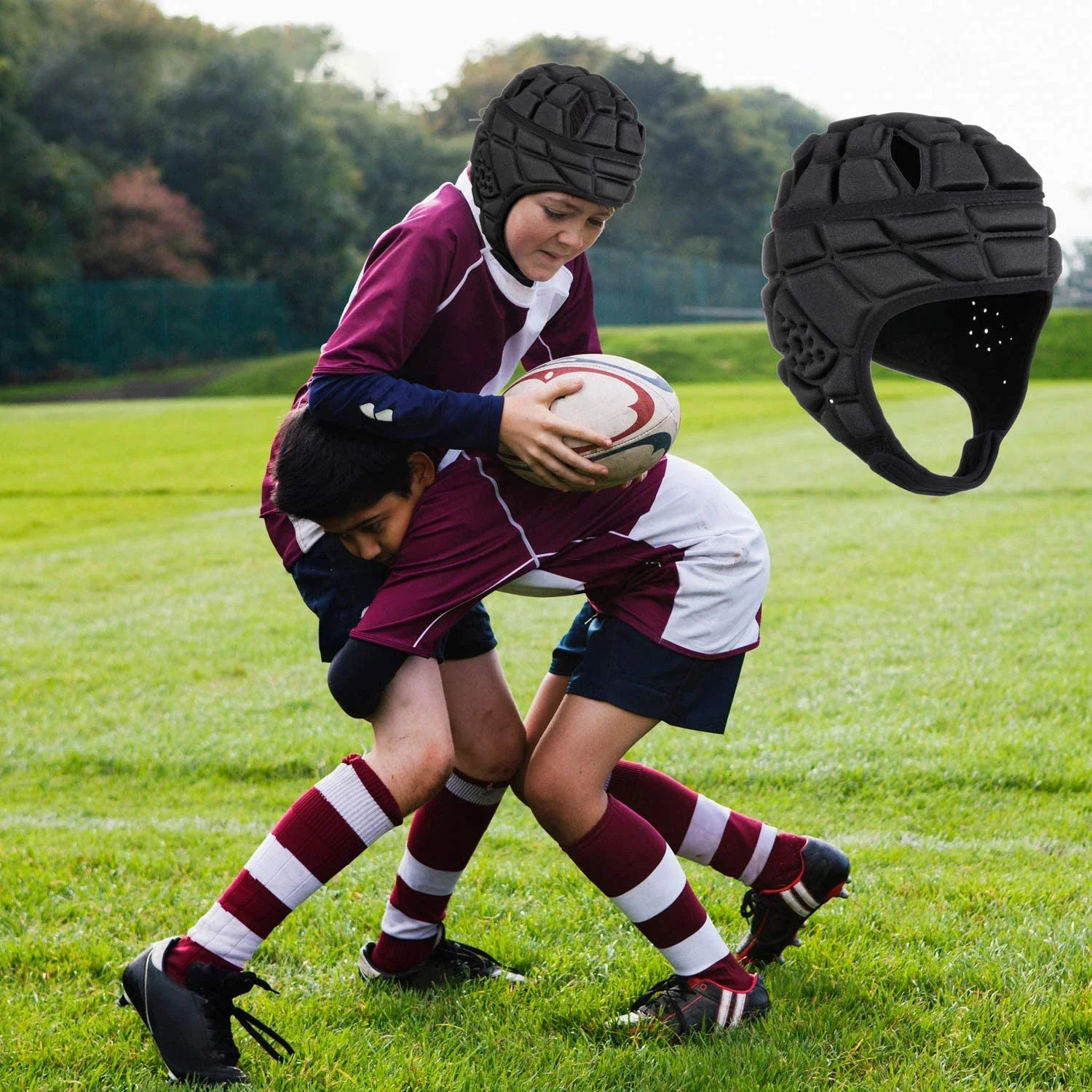 Rugby Helmet Headguard Headgear for Soccer Cap Head Protector Soft Protective Kids Youth Football Visor 250611