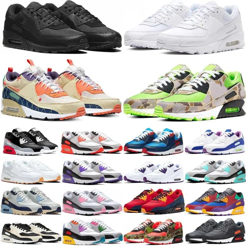 Designer Running Shoes 90s Mens 90 Womens OG Triple White Black UNC Wolf Grey Polka Dot Infrared Supernova Total Orange Hyper Grape Royal 90s Women Sneakers