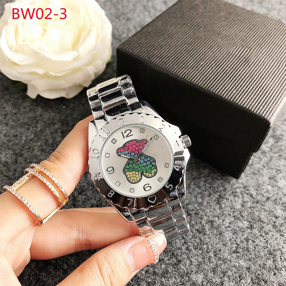Hot Sale Fashion Women Men Silver Rose Gold Stainless Steel Color Zircon Bear Electronic Watch Chain Wire Pulsera Span Jewelry