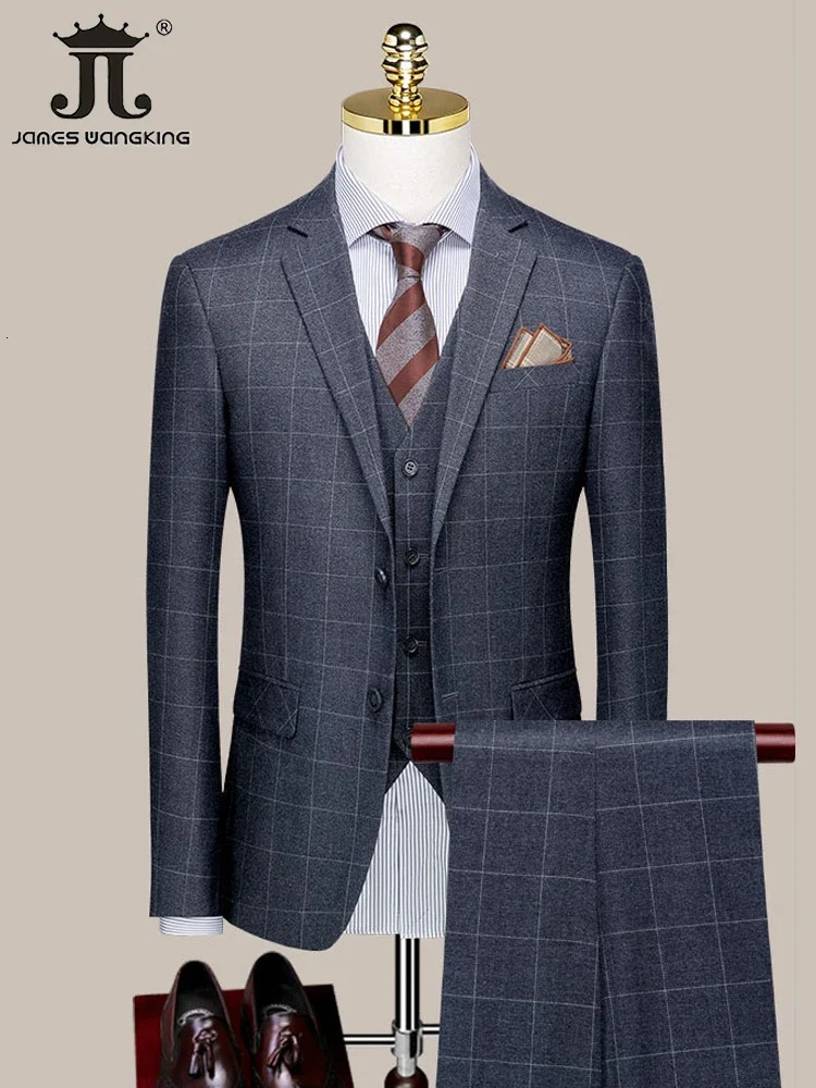 Blazer Vest Pants High-end Boutique Plaid Casual Business Suit 3 Pcs and 2 Pcs Set Groom Wedding Party Dress Jacket 250619