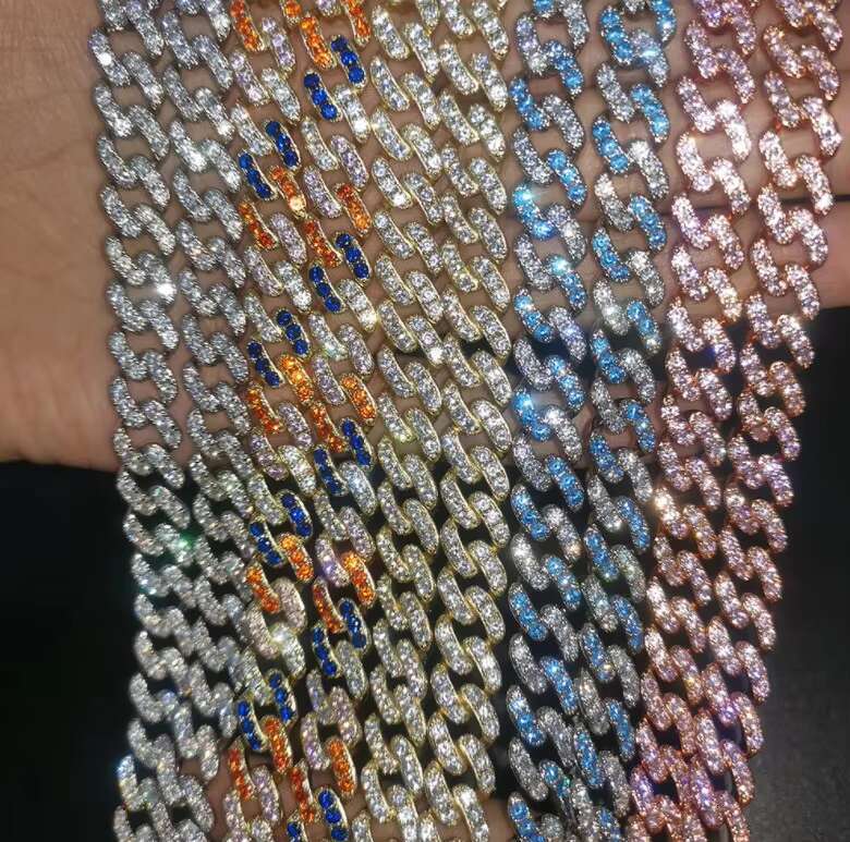 Hip Hop Moissanite Cuban Chain Gold Cuban Link Chain Rose Gold Cuban Chain for Men