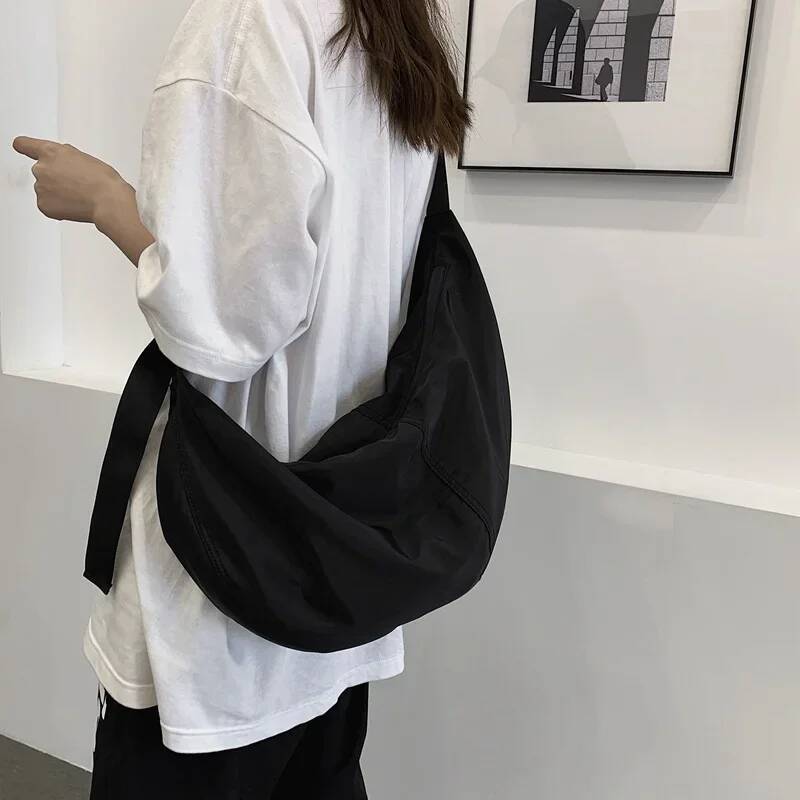 DHGM Workwear Bags for Women Messenger Female Dumpling Black College Student Large Capacity Shoulder Bag Bolsa Feminina