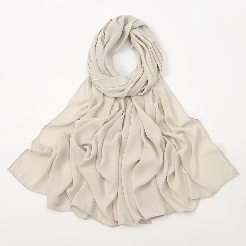 T1022 New high quality pure color messy chiffon long scarf tweezers corner right angle edge all-match chiffon headscarf scarf