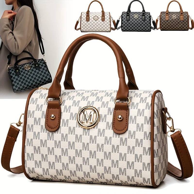 DHGM DHGM Women's Small Shoulder Crossbody Bag with Golden "M" Design, Synthetic Faux Leather Purse for Work, Travel, Parties & Gifts