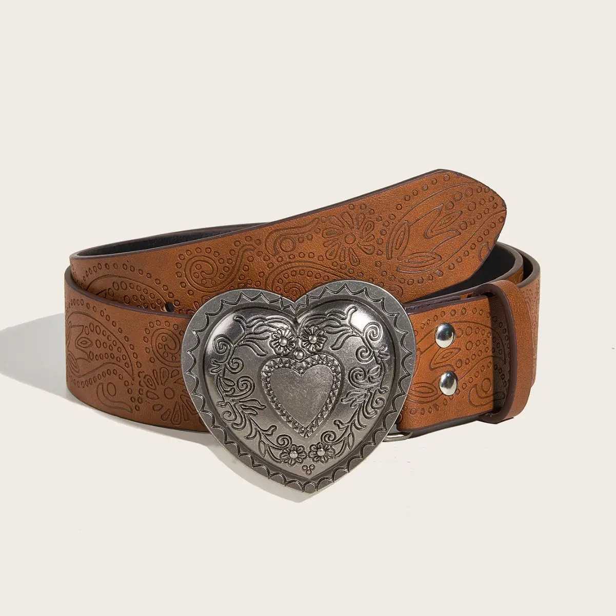 Fashion Designer Belts For Women High Quality Luxury Y2K Brown Pattern Print Unisex Men Jeans Belt Heart Buckle Waistband XJ250620